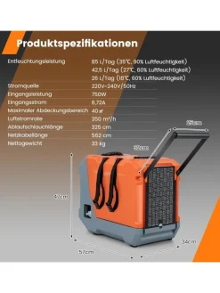 COSTWAY Klima & Haushalt<85 L/Tag Gewerbliche Luftentfeuchter in Orange