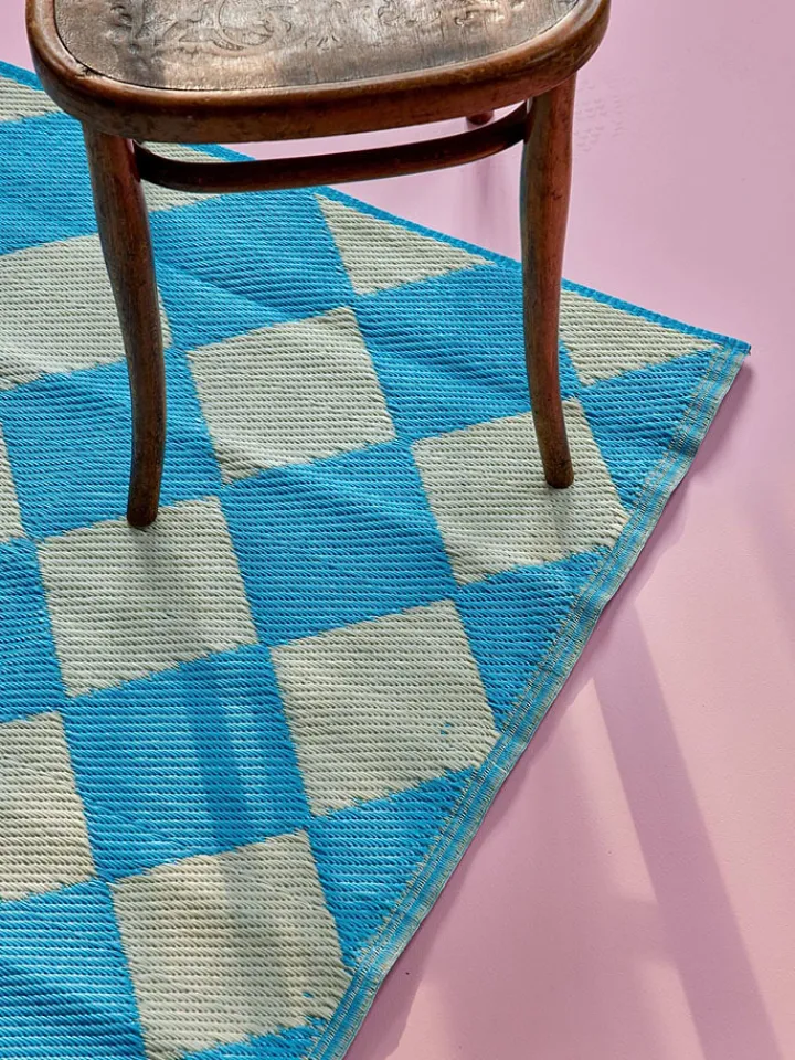 Rice Teppiche & Fußmatten<Läufer in Beige/ Hellblau - (L)150 x (B)90 cm