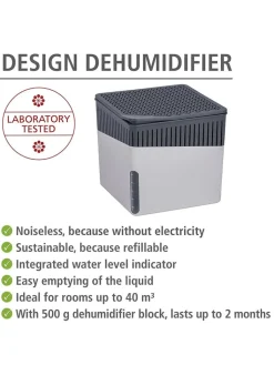 Wenko Klima & Haushalt<Luftentfeuchter "Cube" in Grau - (B)13 x (H)13 x (T)13 cm