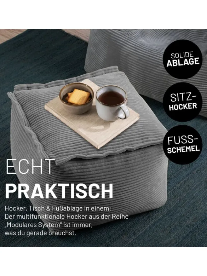 Lumaland Sitzmöbel<Modulares Basic Set (5-tlg.) aus der Cord-Reihe - Bezug soft & waschbar