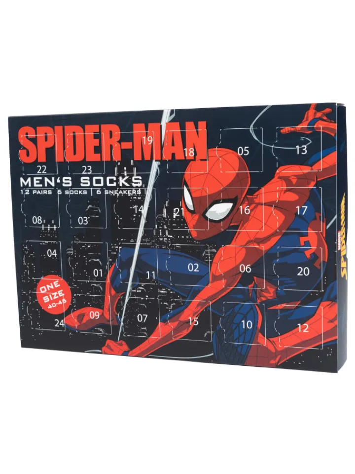 Spiderman Adventskalender<Marvel Socken Adventskalender mit 12 Paar kurz und lang in Mehrfarbig