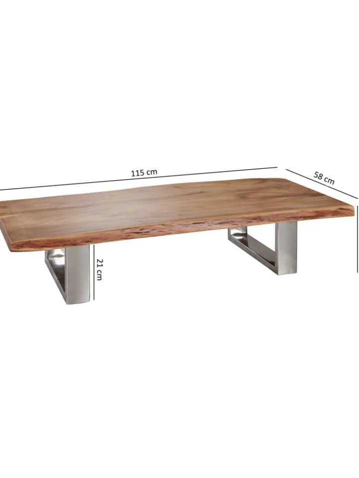 KADIMA DESIGN Tische<Massiver Akazienholz Couchtisch, Landhausstil, stabile Metallbeine