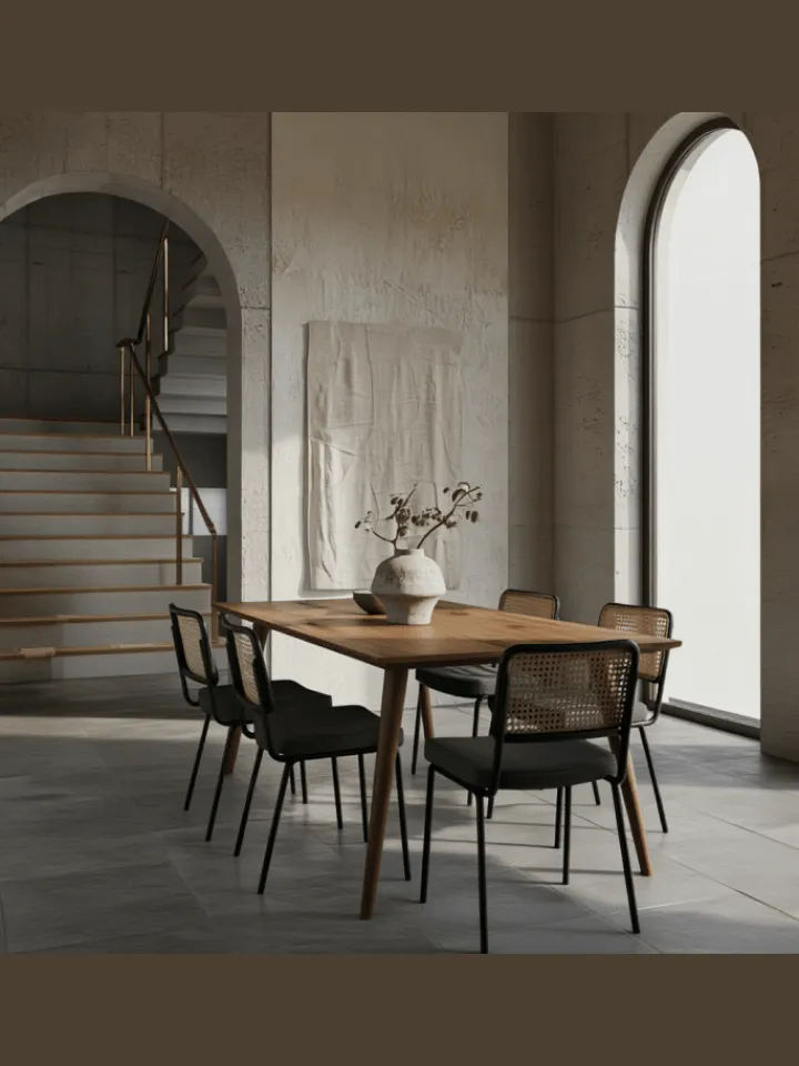 KADIMA DESIGN Tische<Massivholz Esstisch im Retro Landhausstil, handgefertigt, Sheesham-Holz