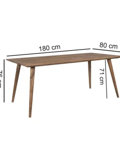 KADIMA DESIGN Tische<Massivholz Esstisch im Retro Landhausstil, handgefertigt, Sheesham-Holz
