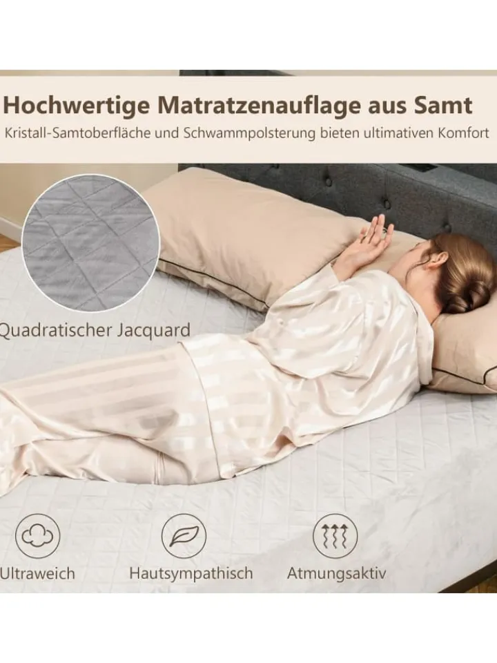 COSTWAY Betten & Matratzen<Matratzenschoner 90 x 200 cm in Grau