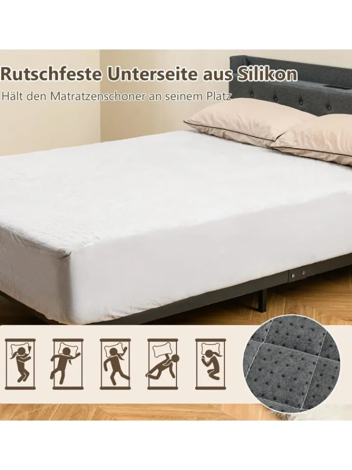 COSTWAY Betten & Matratzen<Matratzenschoner 90 x 200 cm in Grau