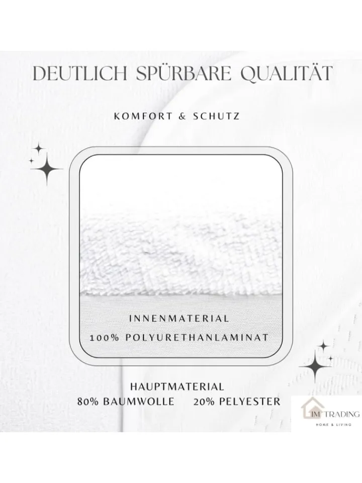 COFI 1453 Betten & Matratzen<Matratzenschoner Wasserdicht und Atmungsaktiv mit 4 Eckgummi in Weiß