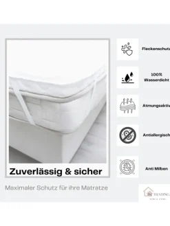 COFI 1453 Betten & Matratzen<Matratzenschoner Wasserdicht und Atmungsaktiv mit 4 Eckgummi in Weiß