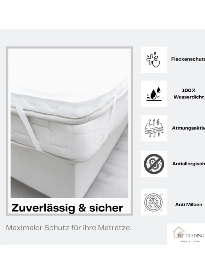 COFI 1453 Betten & Matratzen<Matratzenschoner Wasserdicht und Atmungsaktiv mit 4 Eckgummi in Weiß