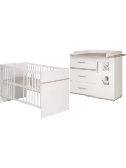 roba Möbel-Sets<Möbelset Moritz 2-tlg. Weiß/Luna Elm mit Kinderbett & Kommode