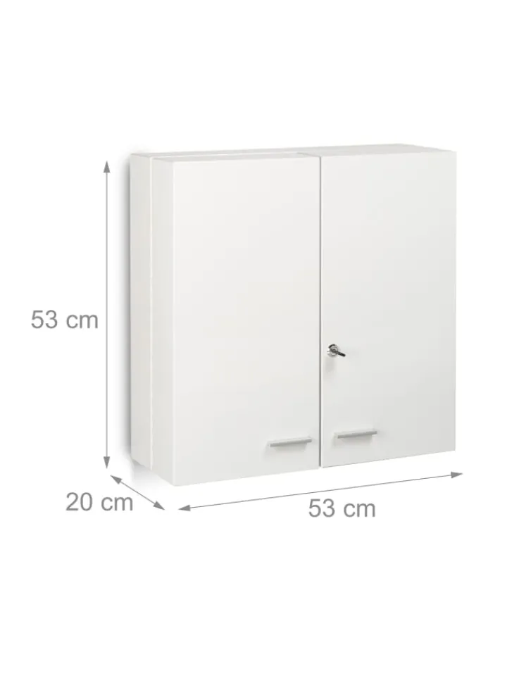 relaxdays Badmöbel<Medikamentenschrank in Weiß - (B)53 x (H)53 x (T)20 cm