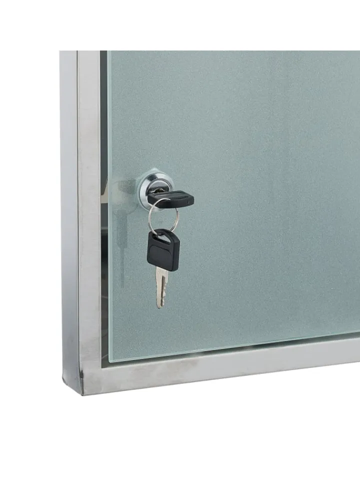 relaxdays Badmöbel<Medizinschrank in Silber - (B)30 x (H)56 x (T)18 cm