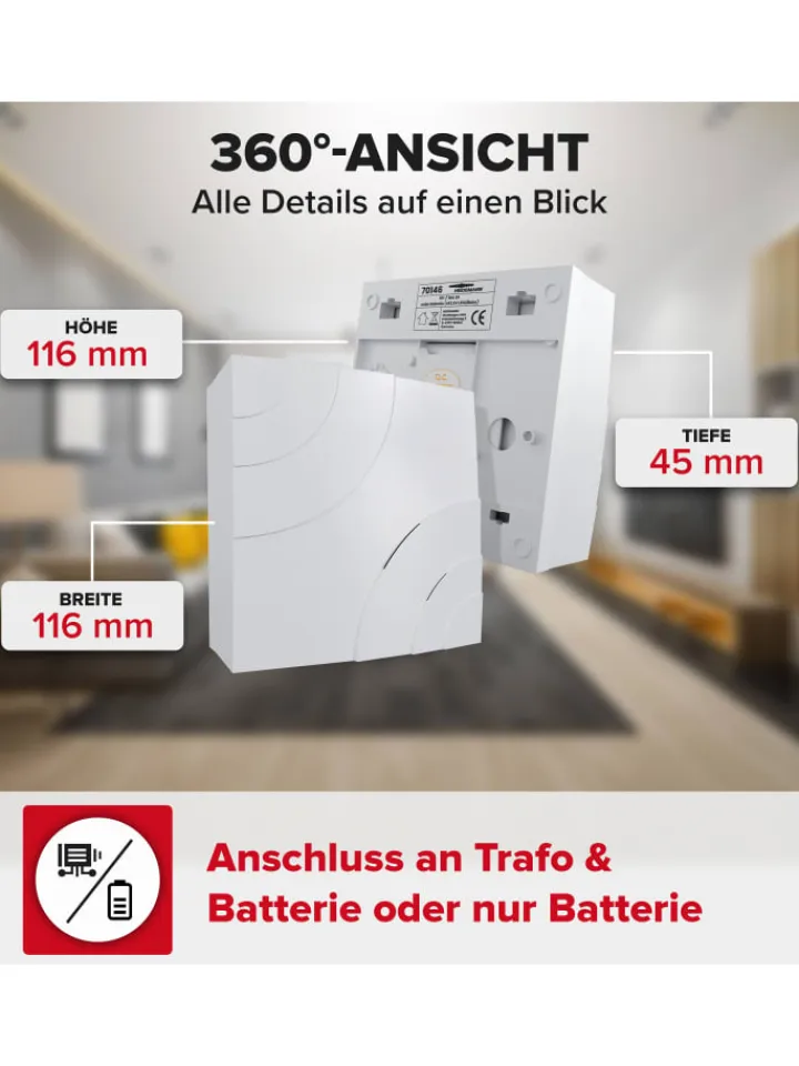 Heidemann Smarthome & Wetterstationen<Mehrklang-Gong Quarter reinweiß
