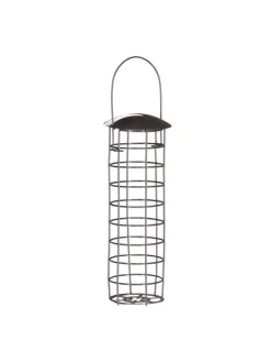 relaxdays Vögel<Meisenknödelhalter in Grau - (H)31 x Ø 8,5 cm