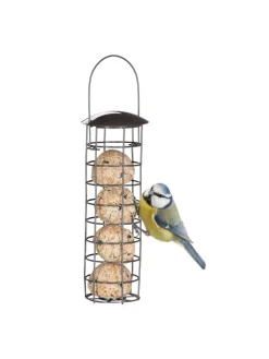 relaxdays Vögel<Meisenknödelhalter in Grau - (H)31 x Ø 8,5 cm