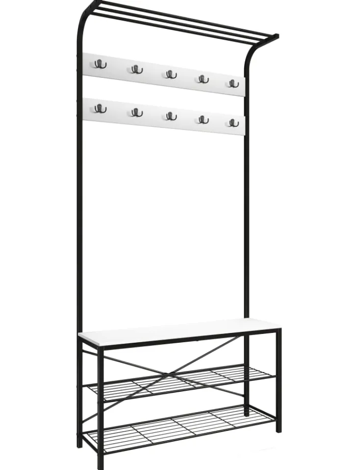 VCM Garderoben<Metall Garderobe Kleiderständer Schuhregal Taliro in Weiß