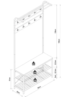 VCM Garderoben<Metall Garderobe Kleiderständer Schuhregal Taliro in Weiß