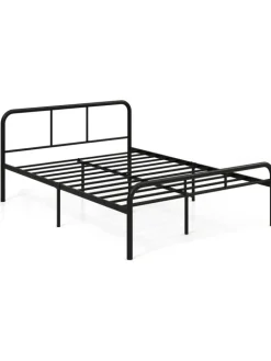 COSTWAY Betten & Matratzen<Metallbett Bettgestell für 140 x 190 cm Matratze in Schwarz