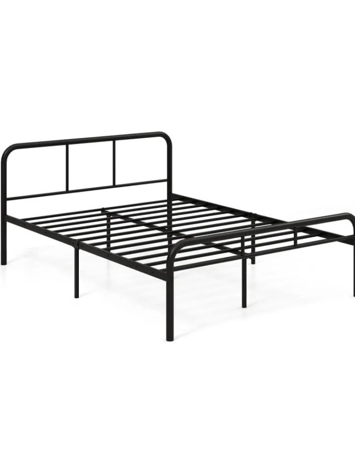 COSTWAY Betten & Matratzen<Metallbett Bettgestell für 140 x 190 cm Matratze in Schwarz