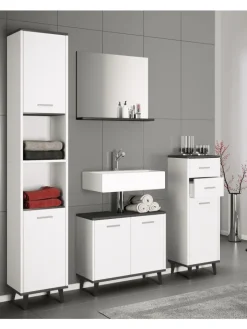 VCM Badezimmermöbel|Badmöbel<Midischrank Badmöbel Landos in Weiß / Anthrazit