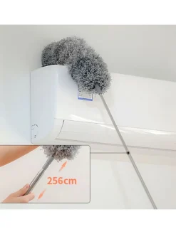 Intirilife Weitere Haushaltshelfer<Mikrofaser Staubwedel mit Teleskopgriff in Grau