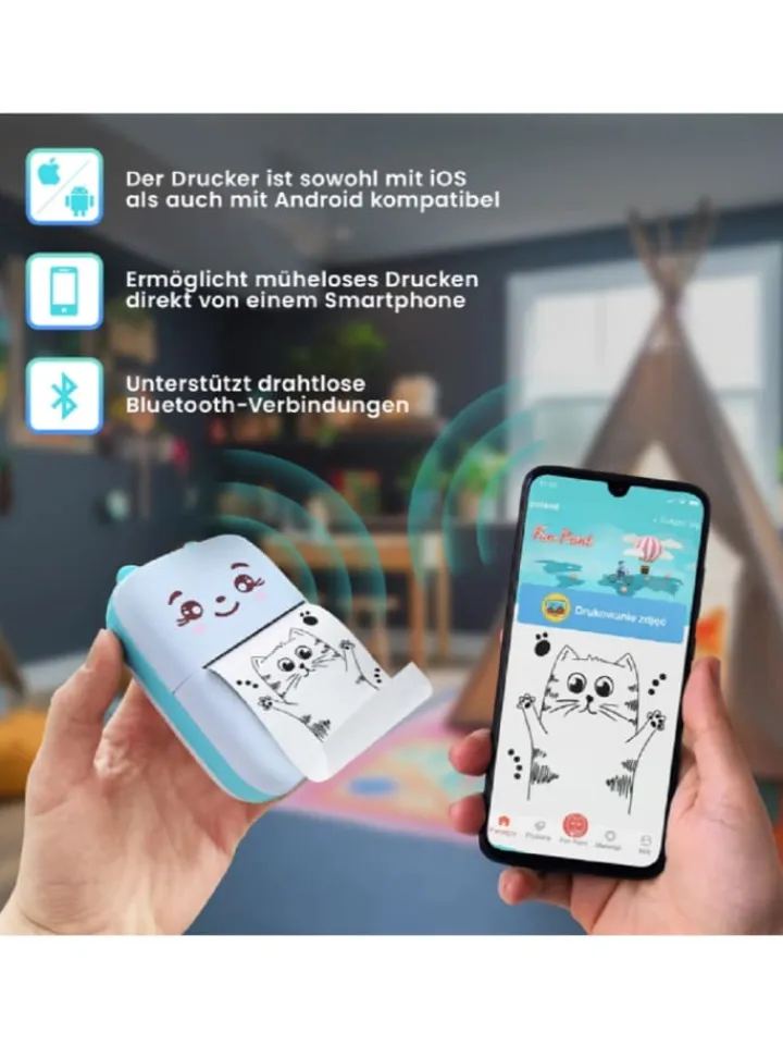 Wisam® Tablets, Konsolen & Elektronisches Spielzeug<Mini Bluetooth Taschendrucker Kompatibel mit iOS Android Etikettendrucker Rosa