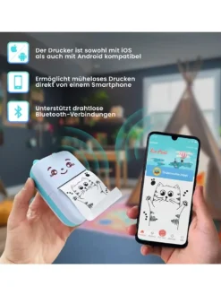 Wisam® Tablets, Konsolen & Elektronisches Spielzeug<Mini Bluetooth Taschendrucker Kompatibel mit iOS Android Etikettendrucker Blau