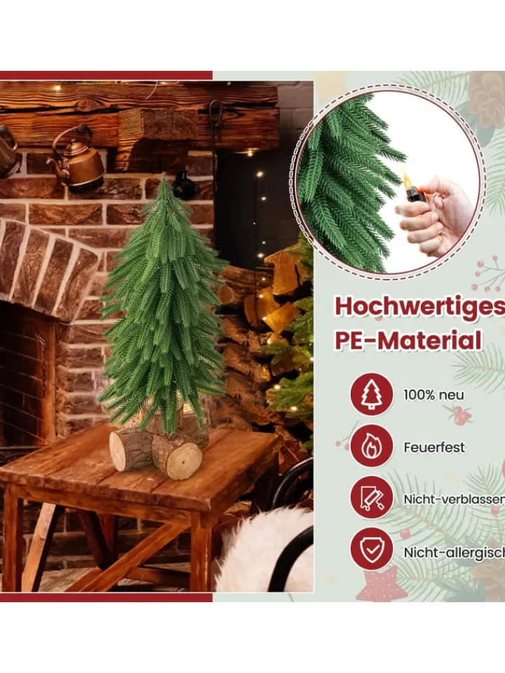 COSTWAY Künstliche Weihnachtsbäume<Mini Weihnachtsbaum mit Sockel in Grün