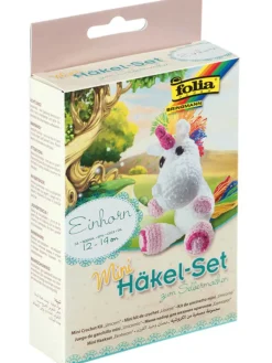 folia PAPER Kreativbedarf & Do-It-Yourself<Mini-Häkelset "Einhorn" - ab 8 Jahren