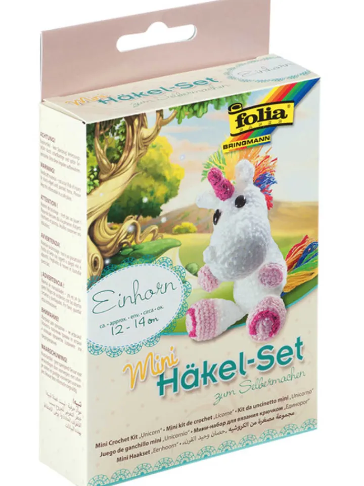 folia PAPER Kreativbedarf & Do-It-Yourself<Mini-Häkelset "Einhorn" - ab 8 Jahren