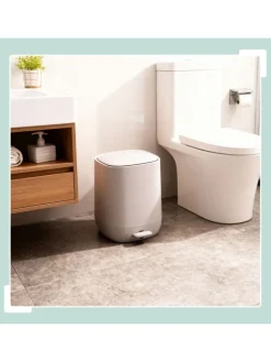 relaxdays Mülleimer<Mülleimer Bad in Beige - 5 l