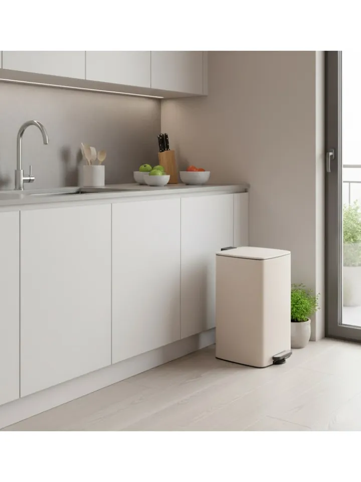 relaxdays Mülleimer<Mülleimer in Beige - 30 Liter