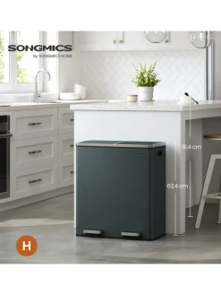 Songmics Mülleimer<Mülleimer in Schwarz - (B)59 x (H)62,4 x (T)36,5 cm
