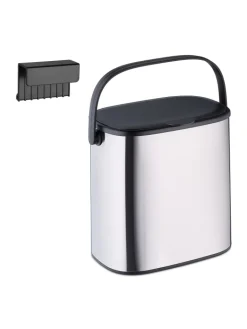 relaxdays Mülleimer<Mülleimer in Silber/ Schwarz - 5 l