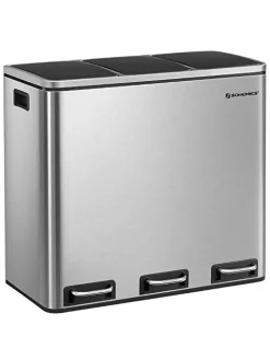 Songmics Mülleimer<Mülleimer in Silber/ Schwarz - (B)61 x (H)55,5 x (T)31,5 cm