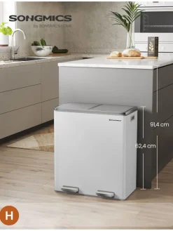 Songmics Mülleimer<Mülleimer in Weiß - (B)59 x (H)62,4 x (T)36,5 cm
