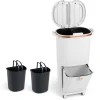 COSTWAY Mülleimer<Mülleimer Küche 3 Fächer 2 x 12L & 14L in Weiß
