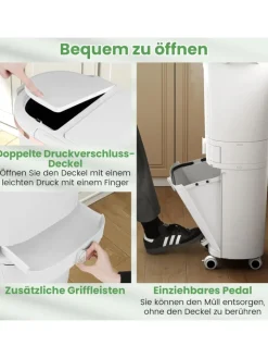 COSTWAY Mülleimer<Mülleimer Küche 3 Fächer 2 x 12L & 14L in Weiß
