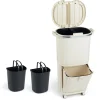 COSTWAY Mülleimer<Mülleimer Küche 3 Fächer 2 x 12L & 14L in Beige