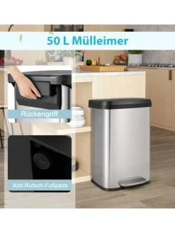 COSTWAY Mülleimer<Mülleimer 50L in Silber