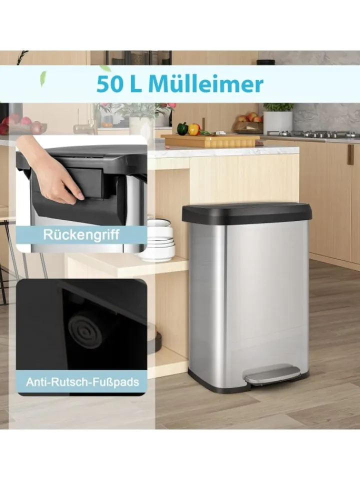 COSTWAY Mülleimer<Mülleimer 50L in Silber