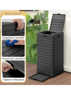 COSTWAY Mülleimer<Mülleimer mit Deckel 141 L in Schwarz