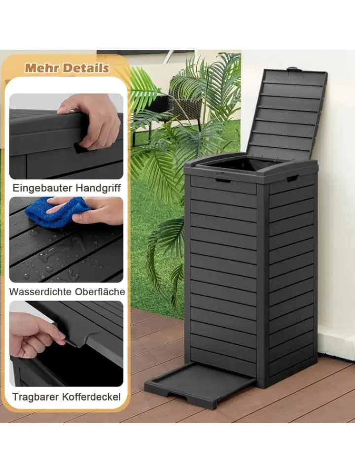 COSTWAY Mülleimer<Mülleimer mit Deckel 141 L in Schwarz