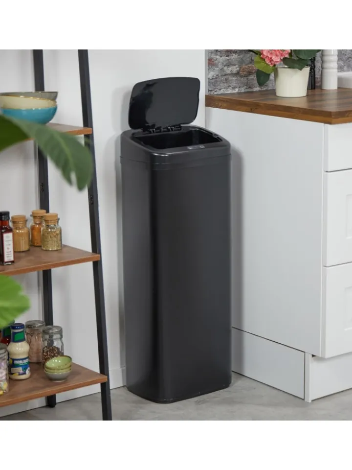 relaxdays Mülleimer<Mülleimer mit Sensor in Schwarz - 50 Liter