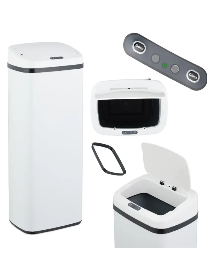 relaxdays Mülleimer<Mülleimer mit Sensor in Weiß - 50 Liter