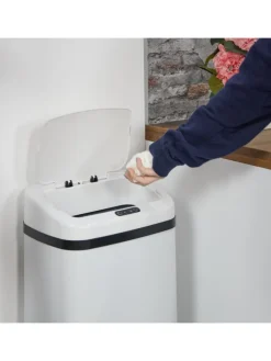 relaxdays Mülleimer<Mülleimer mit Sensor in Weiß - 50 Liter