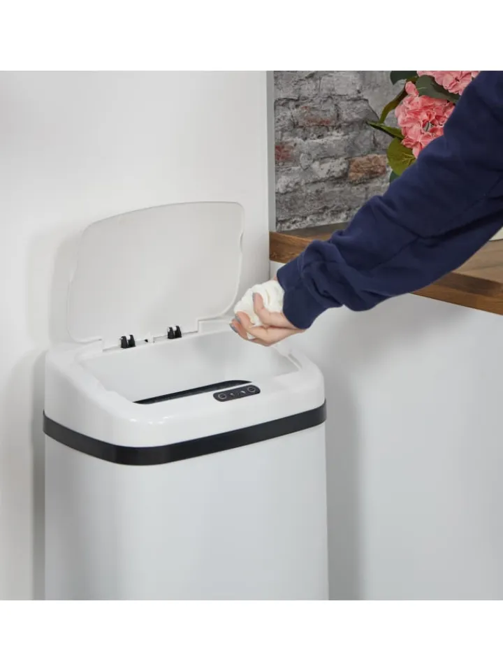 relaxdays Mülleimer<Mülleimer mit Sensor in Weiß - 50 Liter