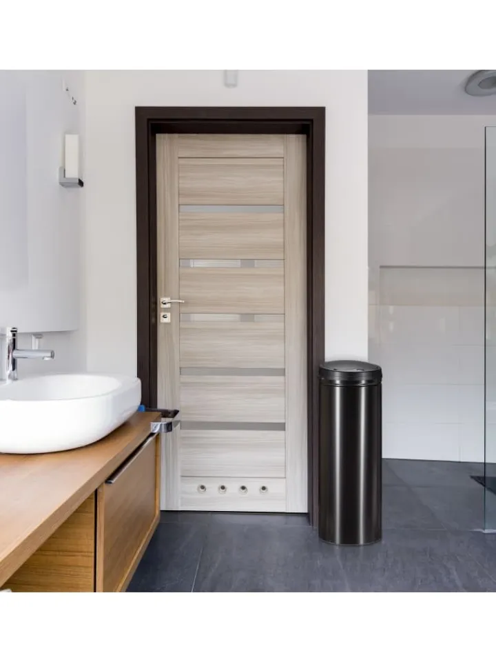 relaxdays Mülleimer<Mülleimer Schwarz - 50l