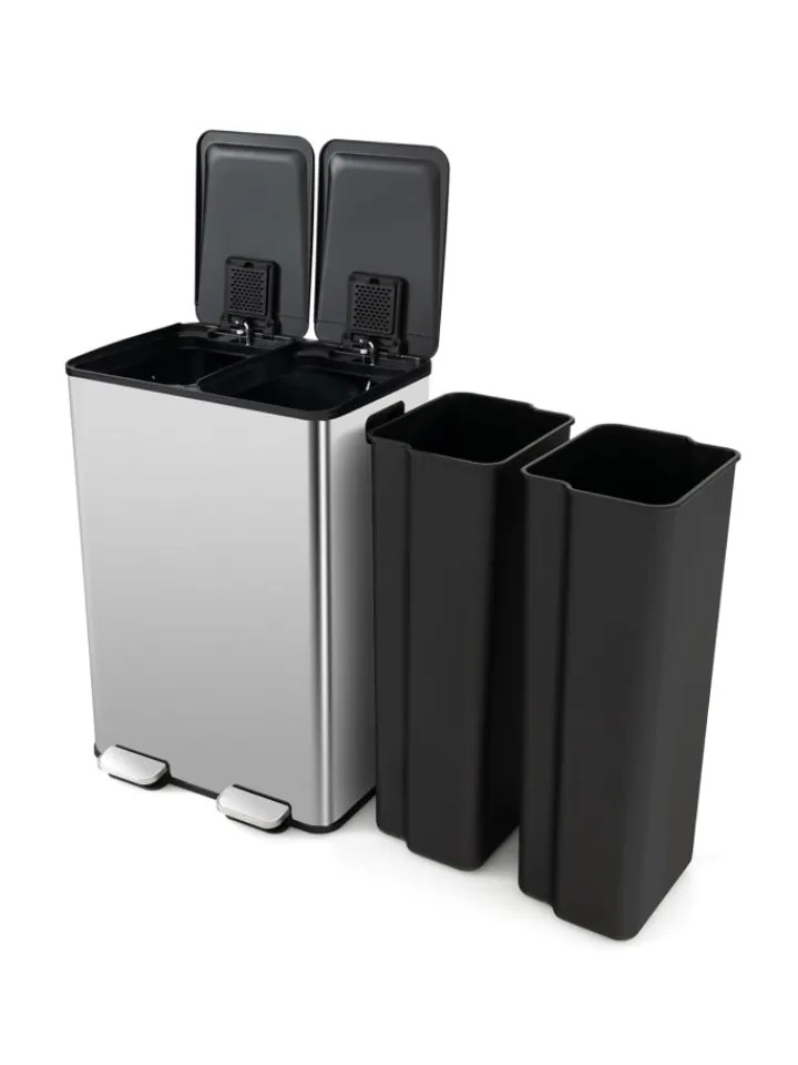 COSTWAY Mülleimer<Mülleimer 2x30L in Silber