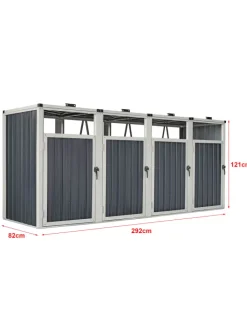 pro.tec Mülleimer<Mülltonnenbox Tarbek für 4 Tonnen in Anthrazit (B)292cm